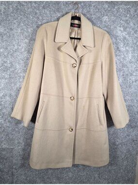 Alorna by Forstmann Women's Button Up Women Single Breast Pea Coat Cream size L